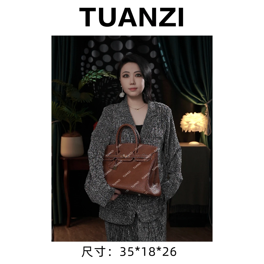 【限·定】SO限定铂35福宝马鞍皮手提女包 XKY-1136-栗子色