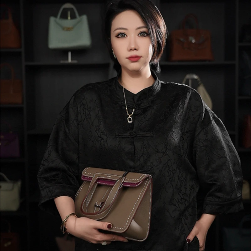 【限·定】限定配色Halzan头层Togo牛皮女包 XKY-3931-大象灰