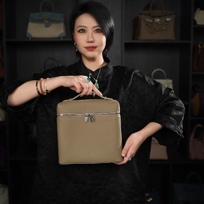 【高端玩家】J-2530-大象灰 新款头层皮单肩包百搭斜跨女包 22*7*21