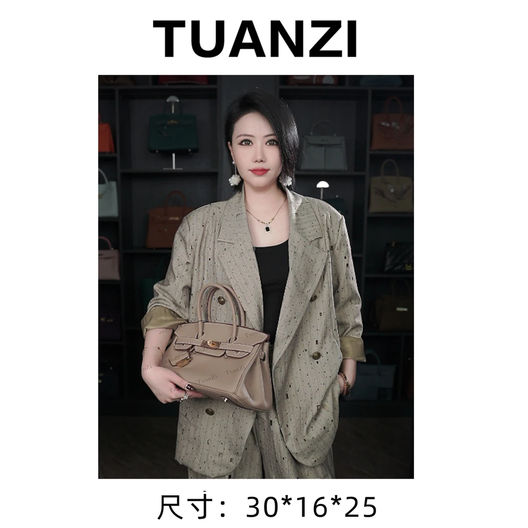 【高端玩家】中古铂30shouder头层手工牛皮女包 XKY-10022-浅灰