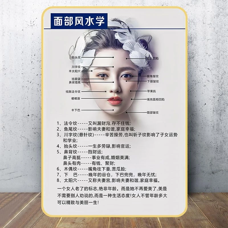 面部风水学海报开运微整形美容院墙面装饰画皮肤管理清洁挂画定制