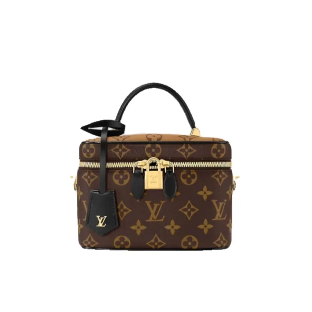 99新 LouisVuitton/路易威登 思思/老花拼色vanity化妆盒子芯片款