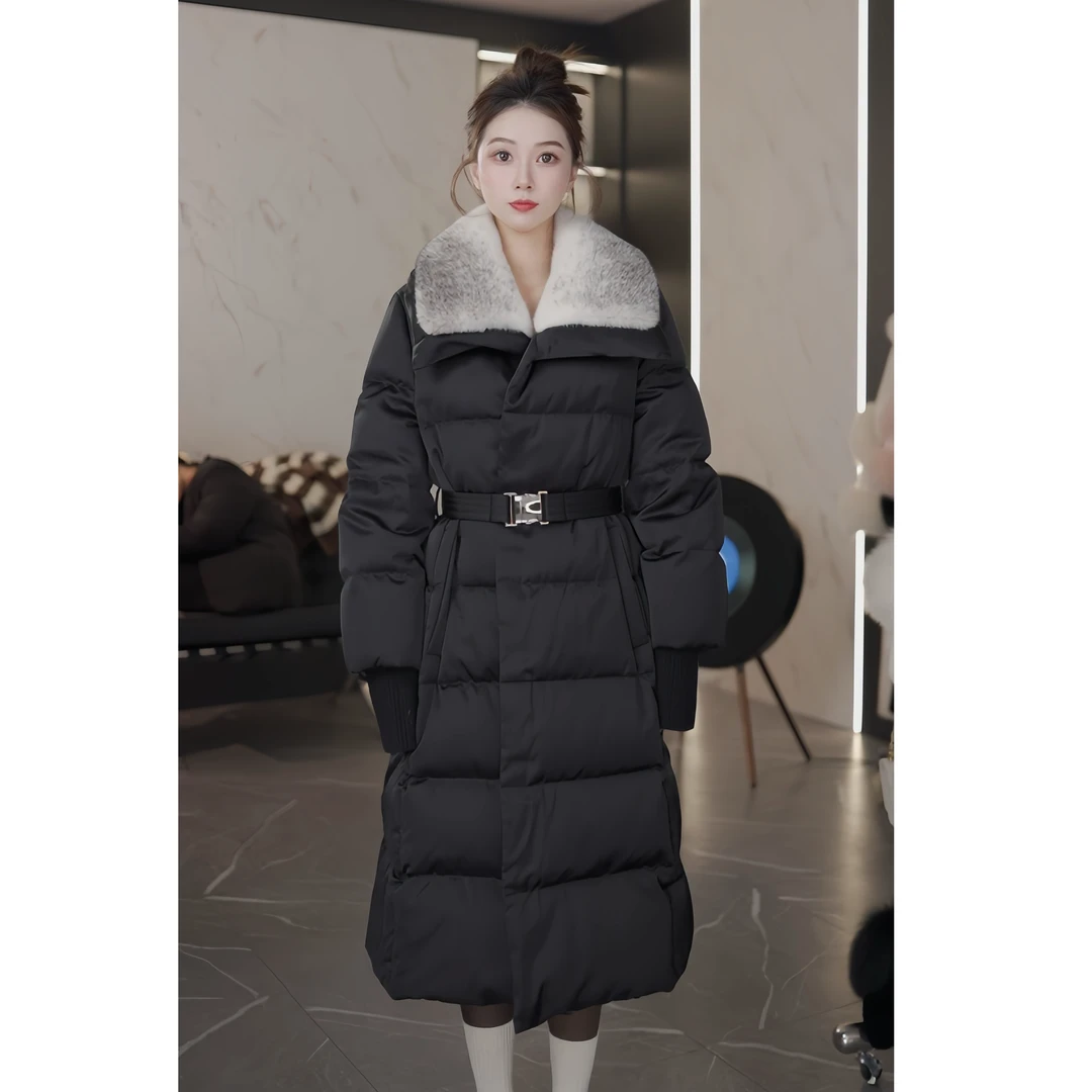 SUXI/苏熙（无名）设计师款水貂90白鹅绒冬季外套桑蚕丝保暖