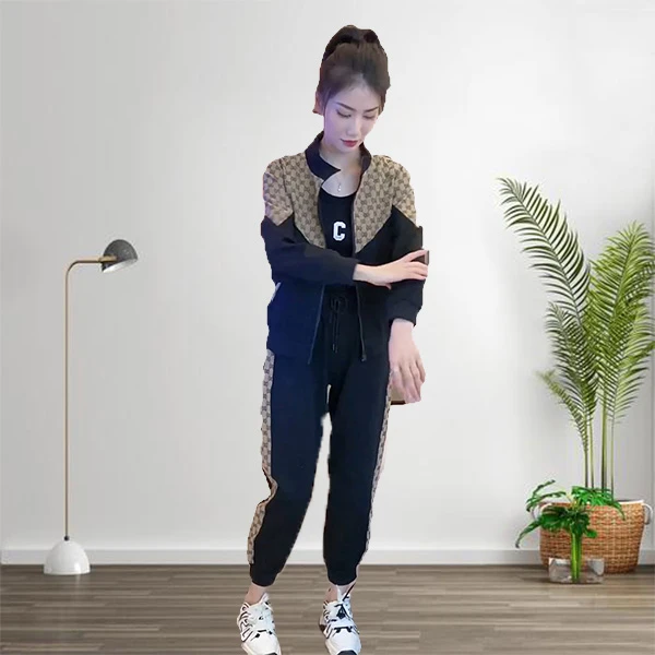 2024年春季新款时尚洋气百搭拼接遮肉显瘦气质减龄开衫立领两件套