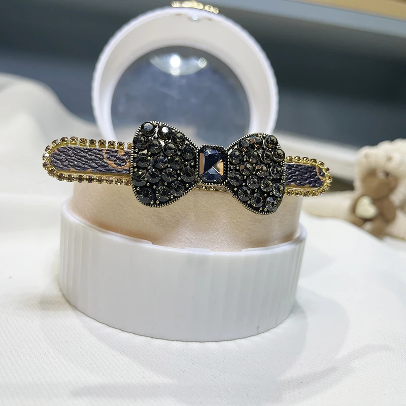 锌合金发饰 新款老花蝴蝶结鸭嘴夹高档显气质碎发流海侧边夹 F538