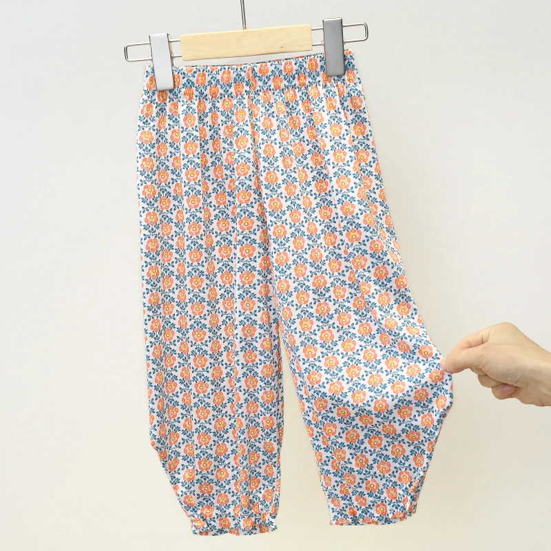 S 1066/1072 碎花女童防蚊裤夏季薄款长裤裤子阔腿宽松外穿打底