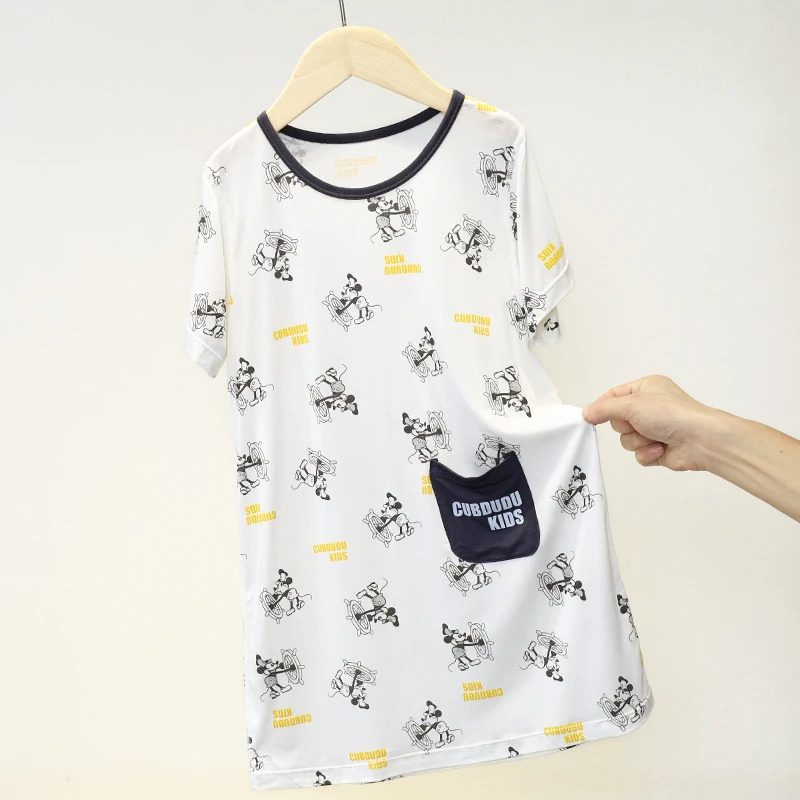 K 731101莫代尔儿童睡裙短袖薄款家居服男童洋气透气夏天网红款