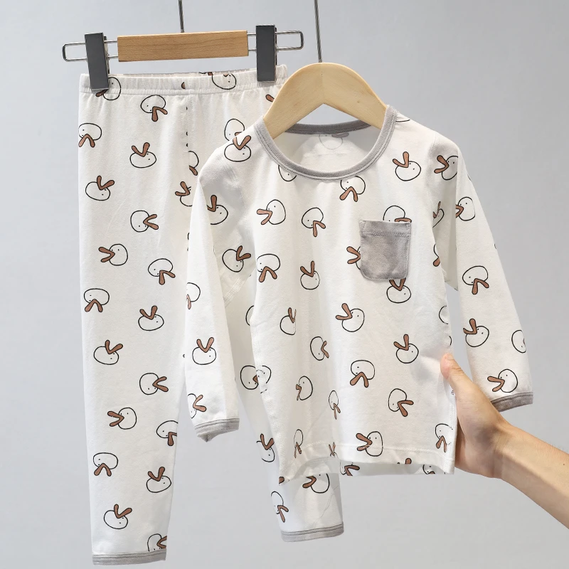 SS 3027 儿童家居服套装 秋衣秋裤莱卡睡衣长袖男女童纯棉内衣套