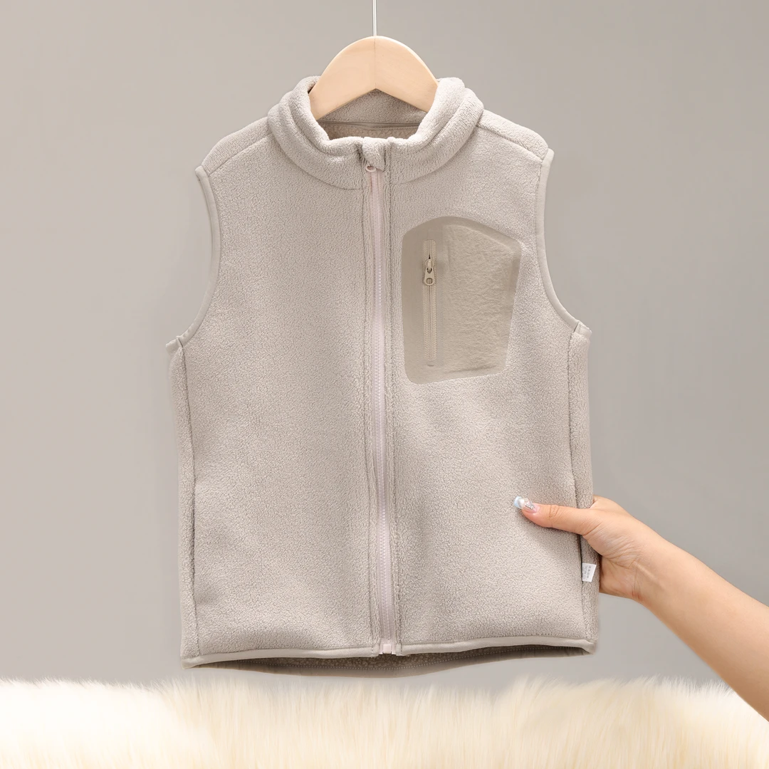 儿童马甲摇粒绒男童春秋保暖背心女童中大童抓绒外穿秋冬 124307