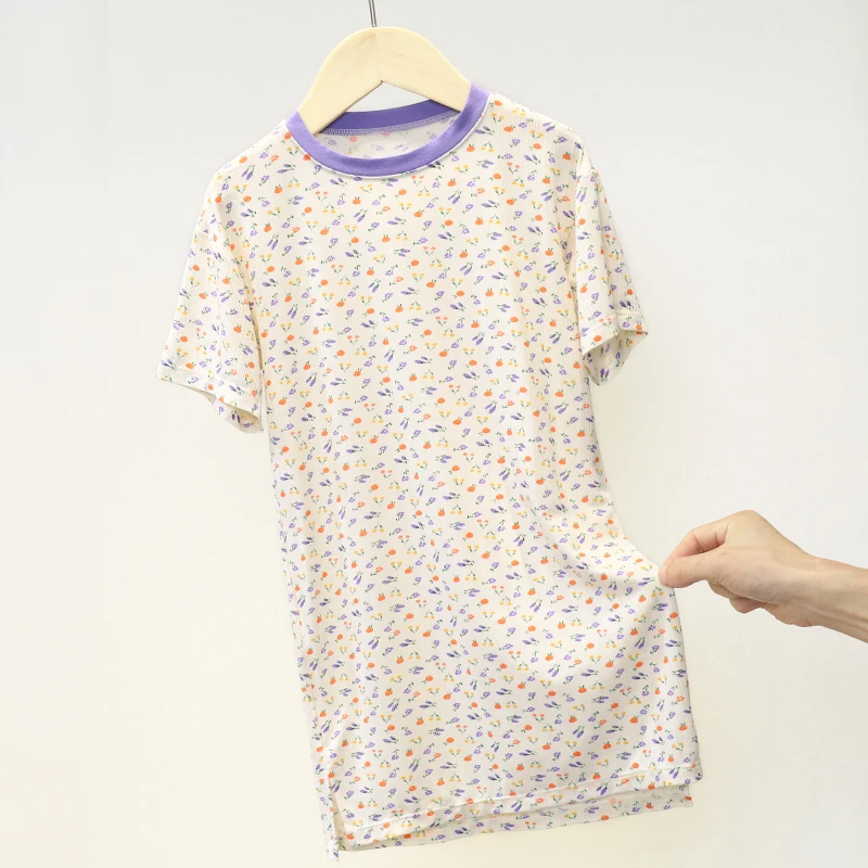 S 2291女童睡裙家居服夏季碎花韩版洋气薄款睡衣裙短袖12-15岁