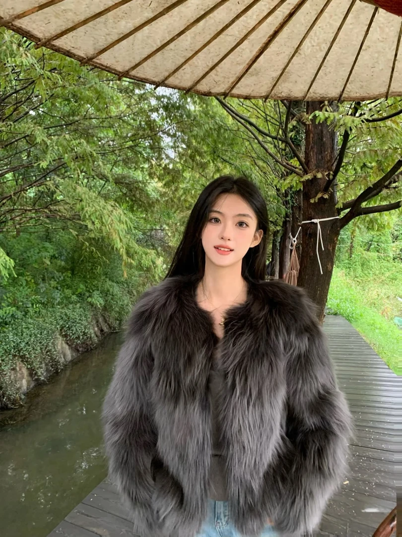 【Eman】芦苇花 2025银狐整皮整版皮草外套女冬季年轻款毛毛大衣女