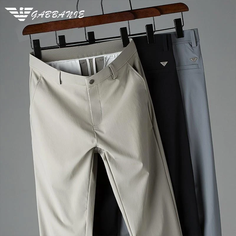 品牌GABBANIE冰丝休闲裤男款夏秋季薄直筒百搭弹力西裤男士长裤