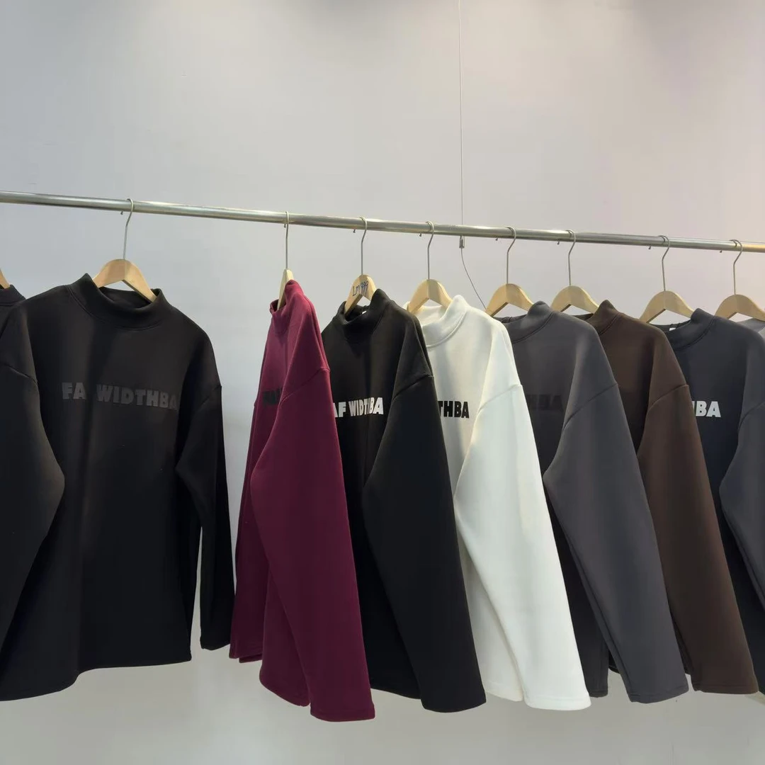 JD01 冬季加厚百搭半高领压皮打底卫衣