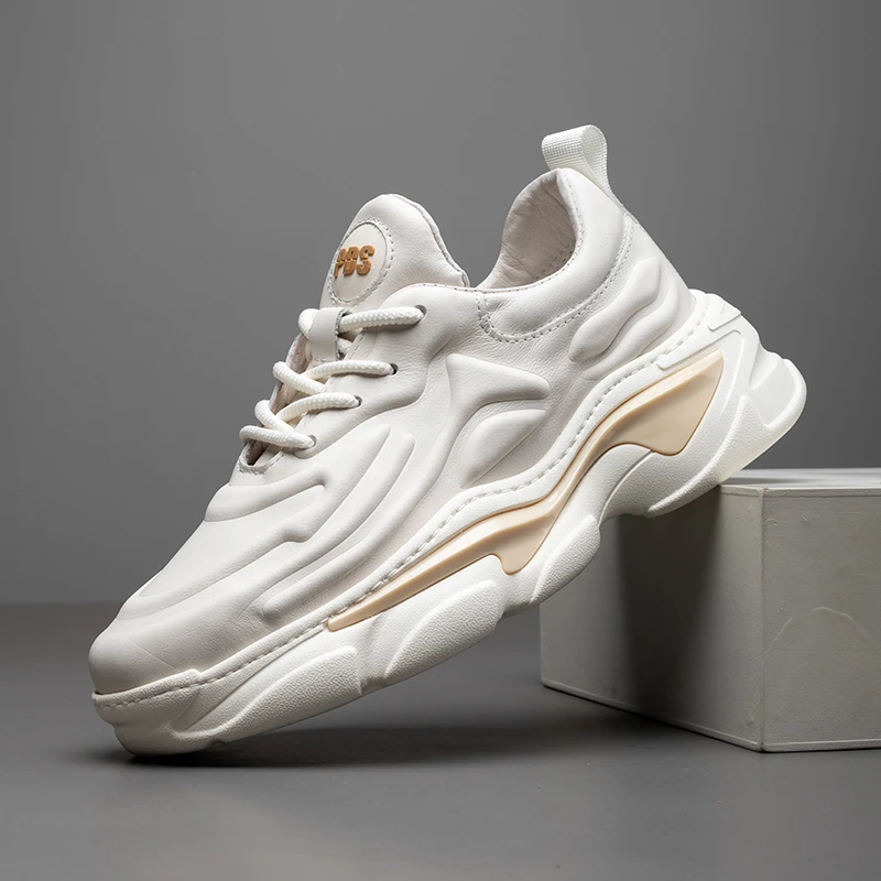 秋季休闲运动老爹鞋厚底保暖男鞋百搭男士真皮个性潮鞋230981 KCB