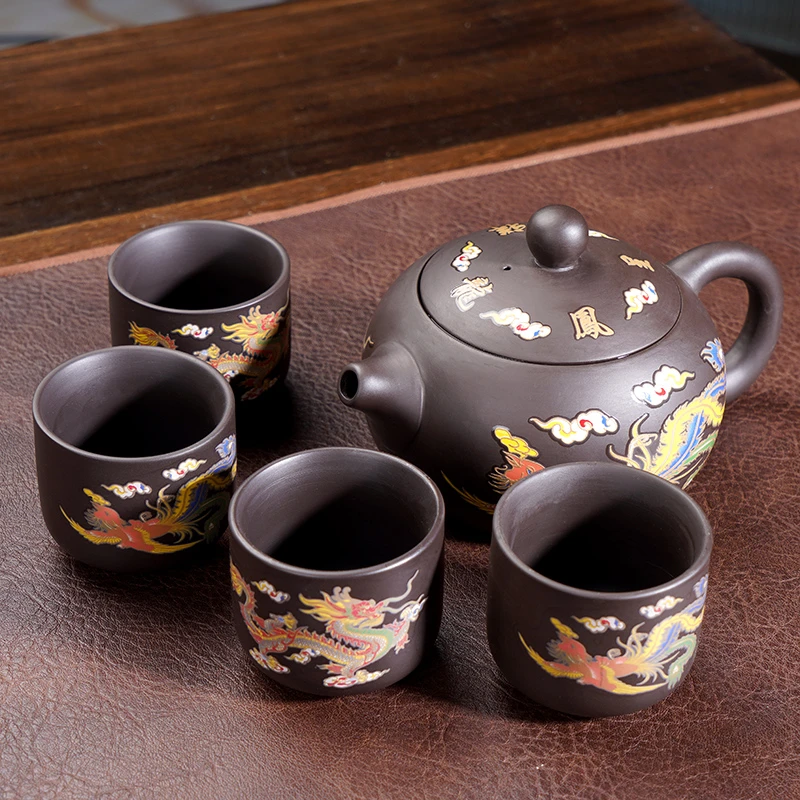 黑美人西施变色桶杯一壶四杯