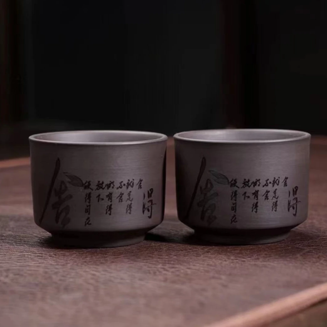 主人杯紫砂杯家用舍得桶杯一对