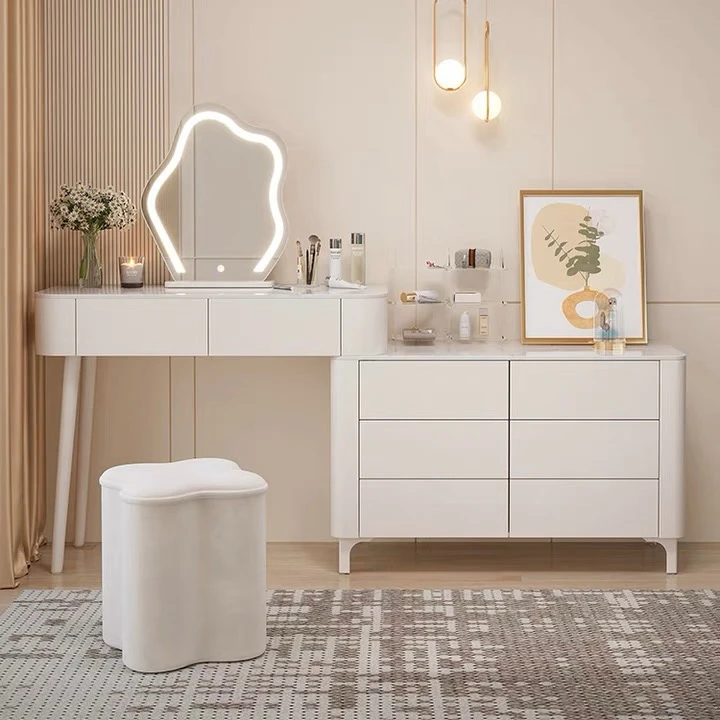 主卧轻奢实木梳妆台卧室家用化妆桌化妆台现代简约化妆柜智能带灯