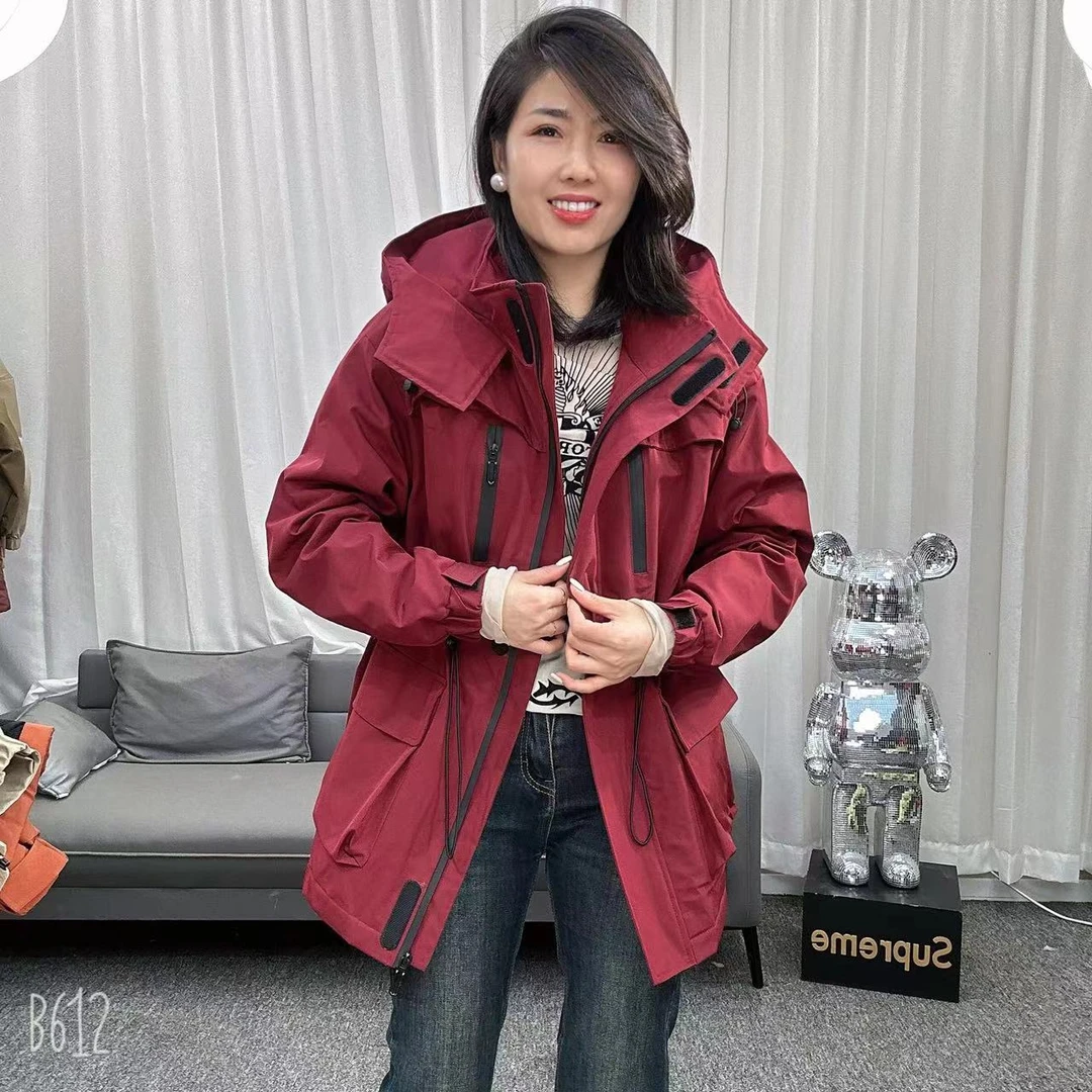 欧洲站24秋冬棉服设计师抽绳收腰中长连帽风衣二棉外套冲锋衣2410