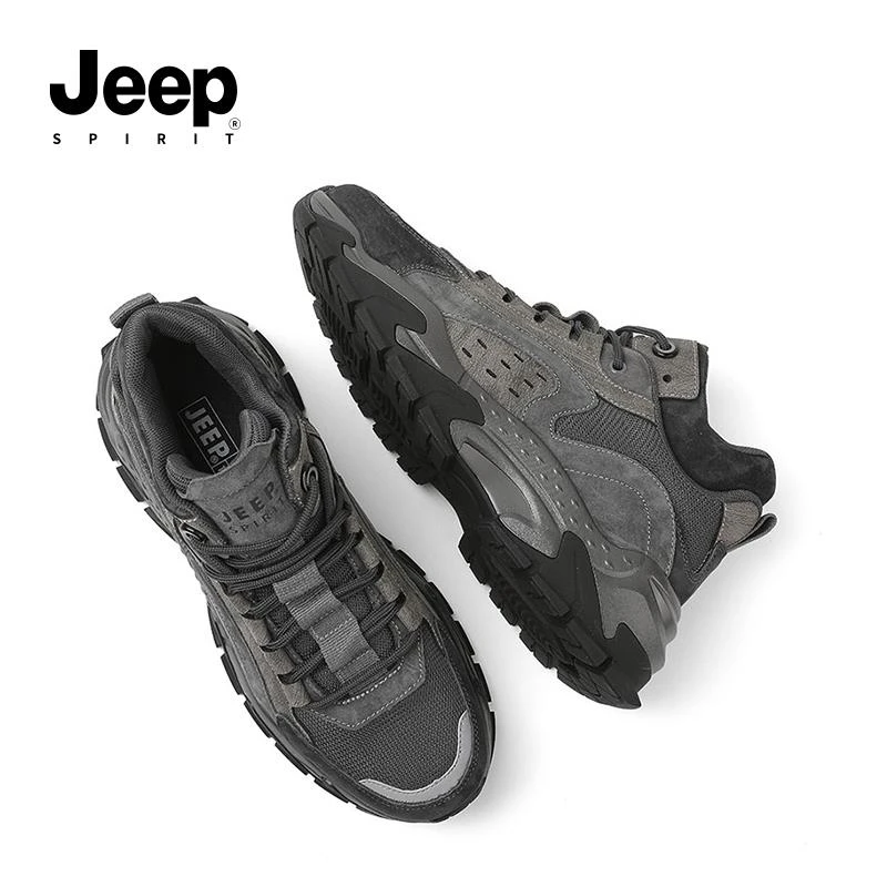 JEEPSPIRIT吉普透气休闲男鞋冬季新款舒适加厚增高保暖运动鞋子男