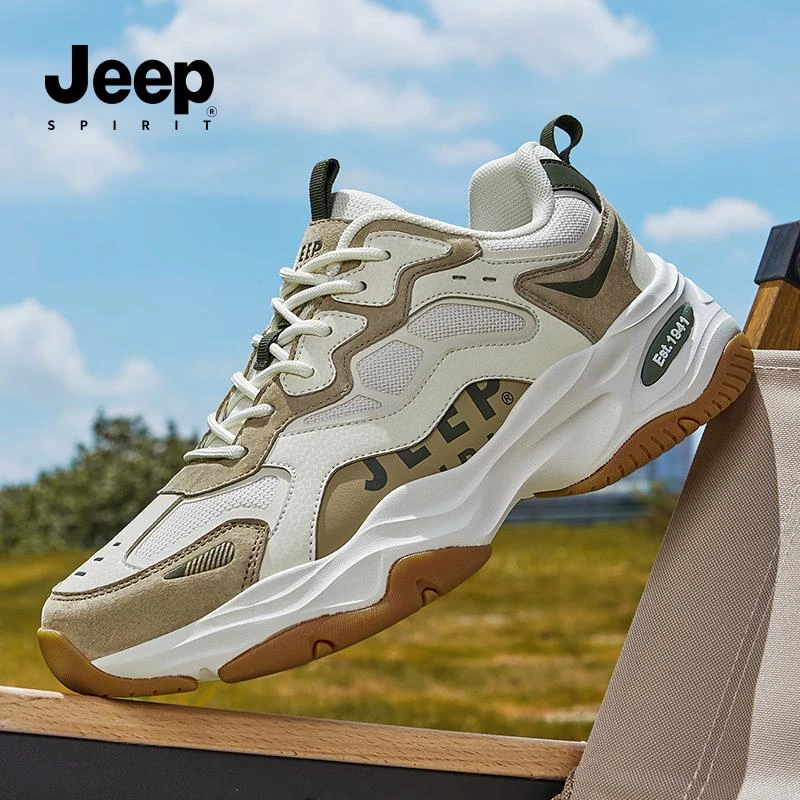 JEEPSPIRIT 吉普男鞋厚底老爹鞋男防滑耐磨休闲运动跑步鞋子男款
