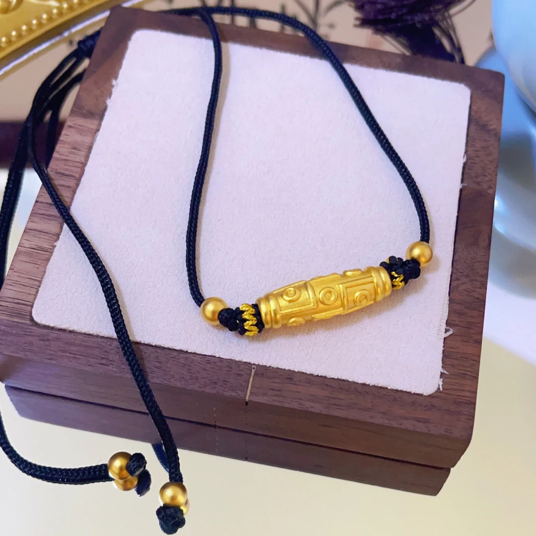 【粉丝福利】黄金色藏式九眼珠爆款项链男女情侣款可调节毛衣链