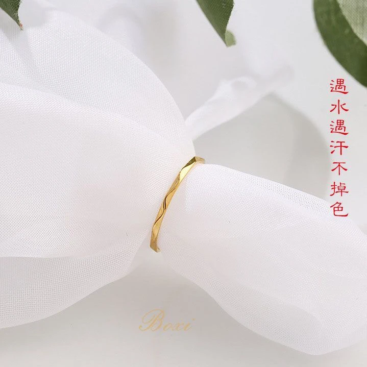 925银莫桑石戒指 纯银镀18k金材质【超细素圈】遇水遇汗不掉色
