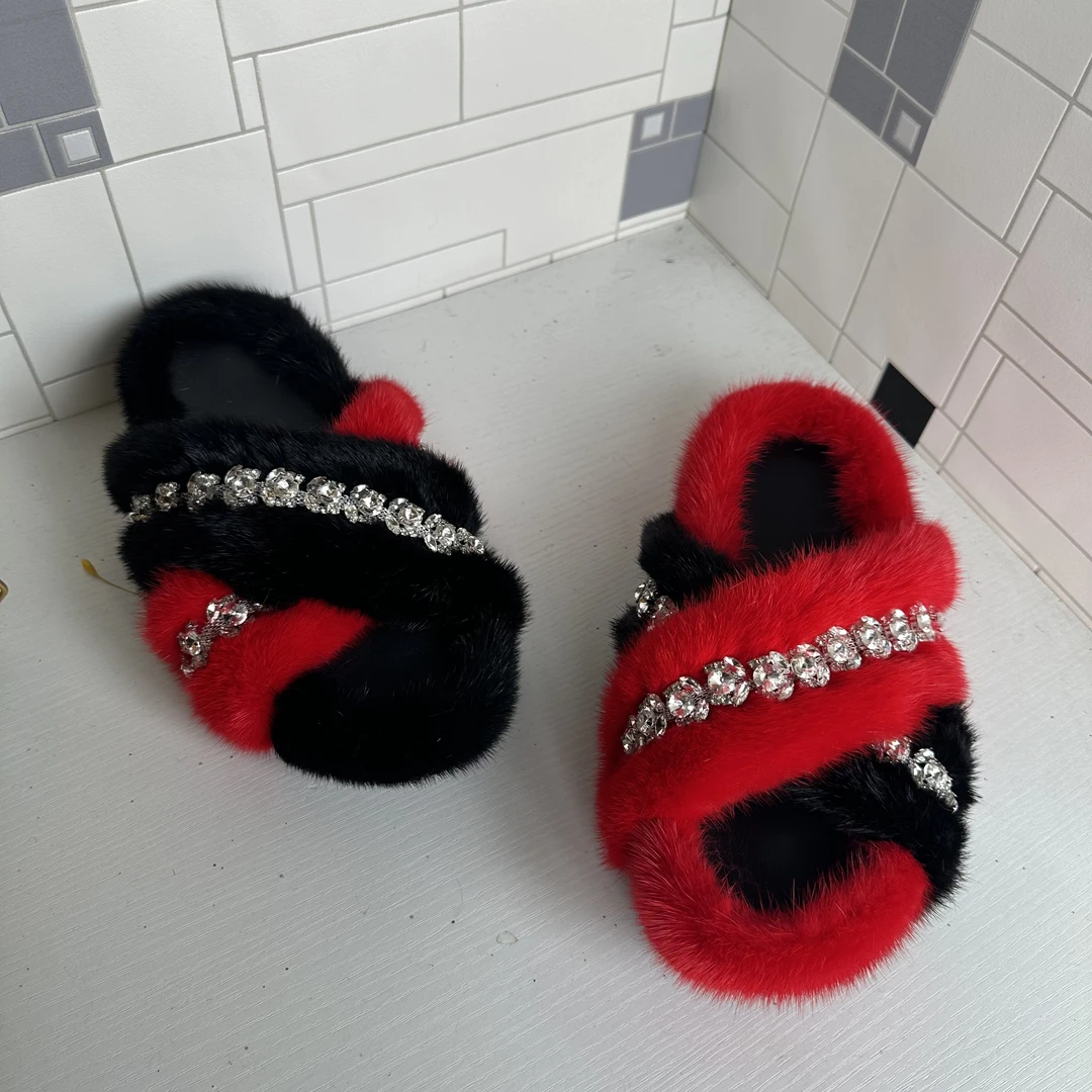 原创毛毛拖鞋女夏外穿2024年新款时尚百搭交叉凉拖ins潮