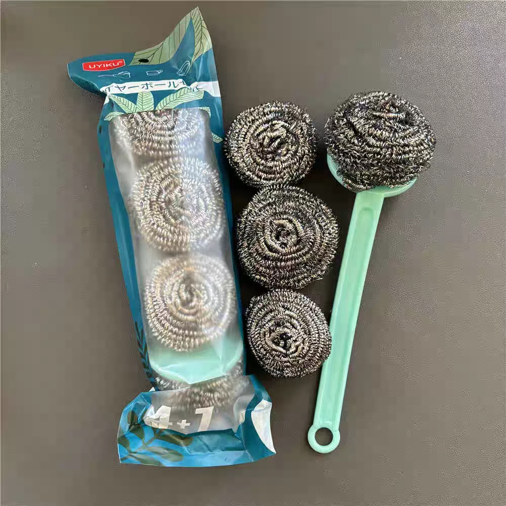 强势清洁 让你使用钢丝球刷洗更安全 带手柄钢丝球套装