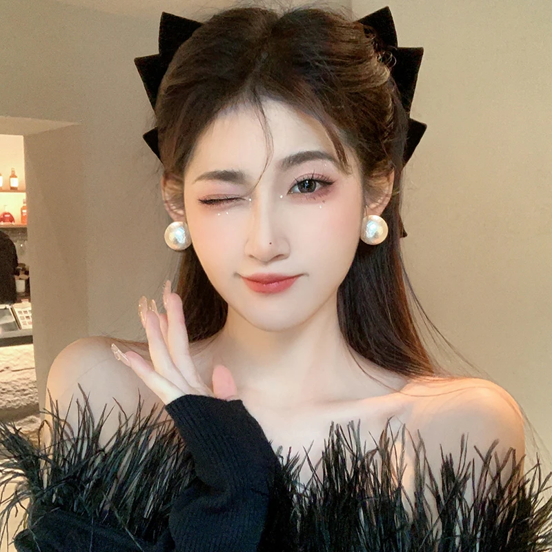 非金属仿珍珠耳饰 Mona同款法式棉花耳环大珠珠耳钉女气质耳饰52