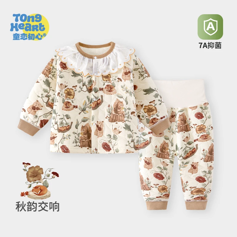 童恋初心宝宝棉服套装冬装婴儿恒温保暖加厚秋冬季分体夹棉衣服女