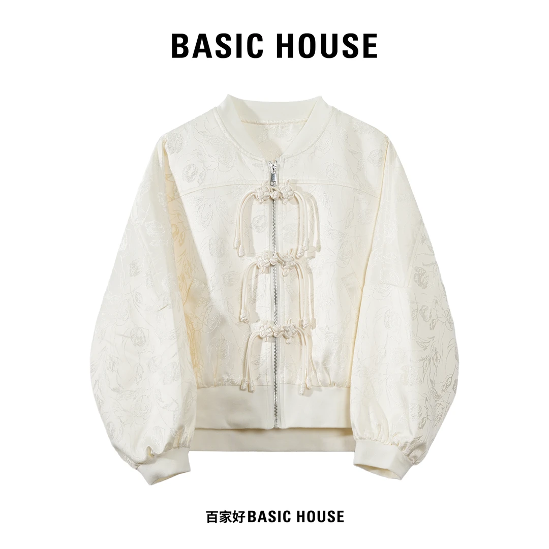 Basic House/百家好2024年秋季设计师款国风棒球服复古外套my