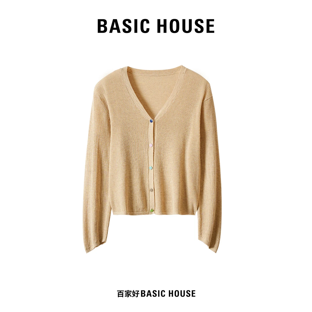 Basic House/百家好夏季新款显瘦条纹圆领针织衫8792 QQ