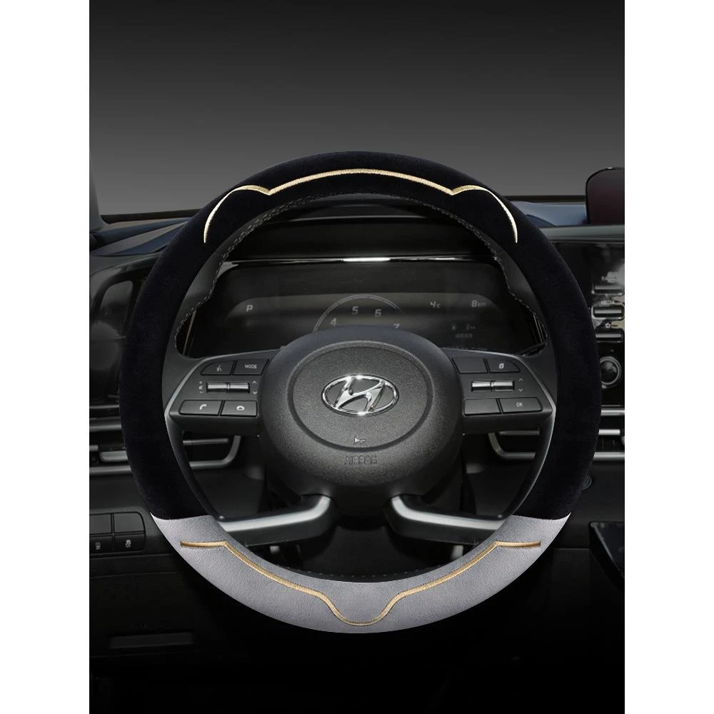 适用现代IX35朗动悦动名图伊兰特沐飒菲斯塔悦纳冬季方向盘套毛绒