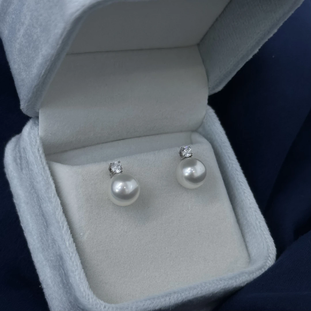 【戴妃款】海水珍珠Akoya无调色冷白18k极强光强光经典气质百搭