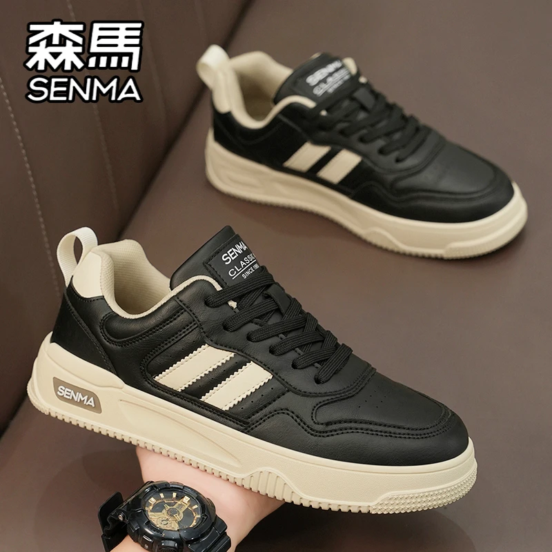 SENMA/森马男鞋冬季时尚百搭休闲板鞋男款潮流皮面板鞋简约小白鞋