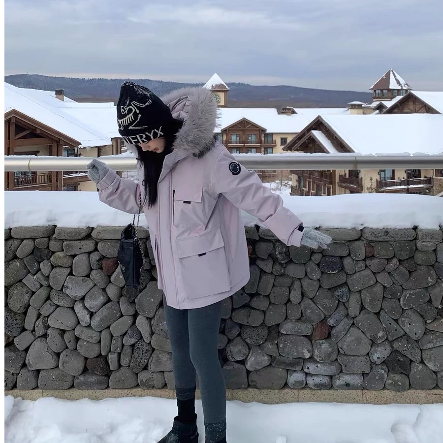 浅紫心愿冰岛男女同款推荐五防面料工装派克羽绒服白鸭绒