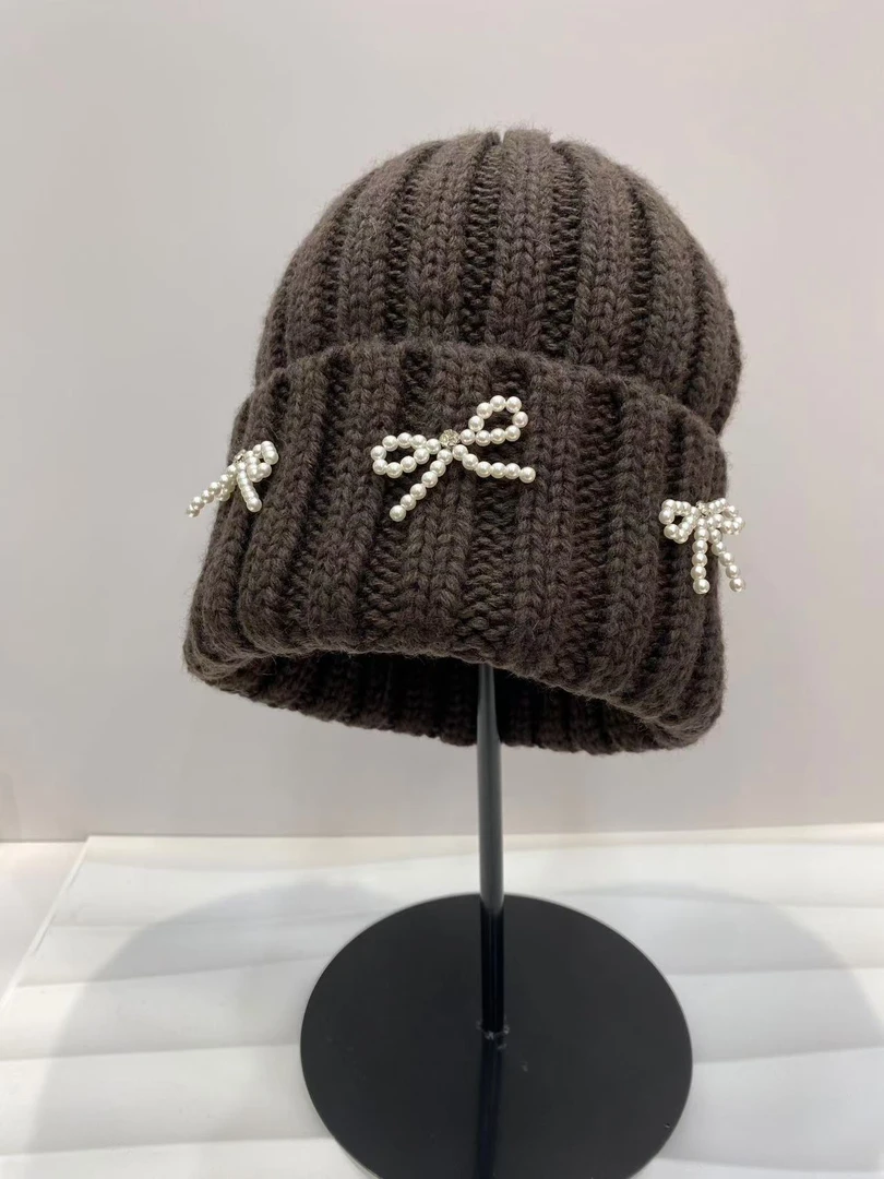 帽之都冬季甜美蝴蝶结毛线帽M316