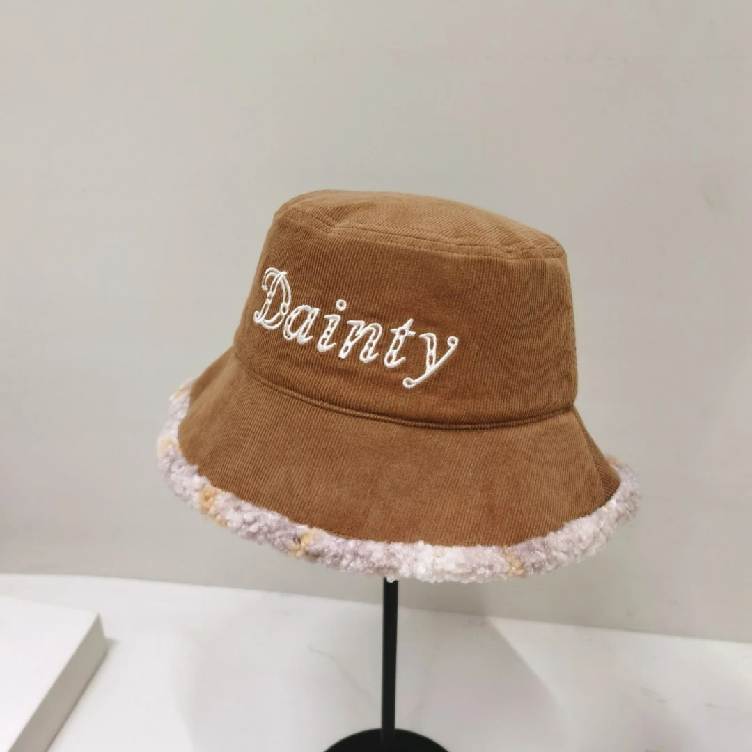 帽之都秋冬新款双面戴条绒韵彩渔夫帽