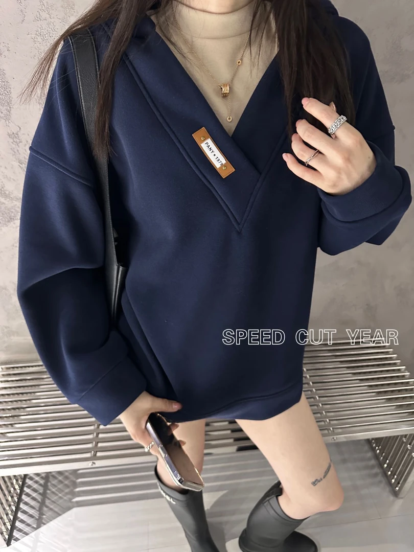 帽之都秋冬加绒重工刺绣真两件休闲卫衣2360