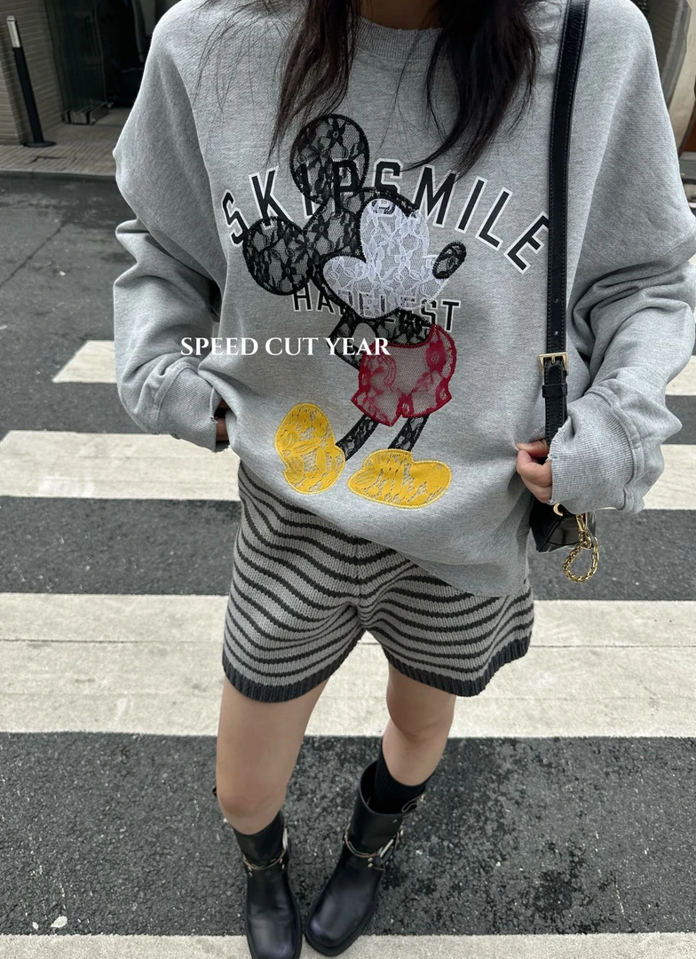 帽之都秋季新款大毛圈贴布刺绣米奇卫衣33108