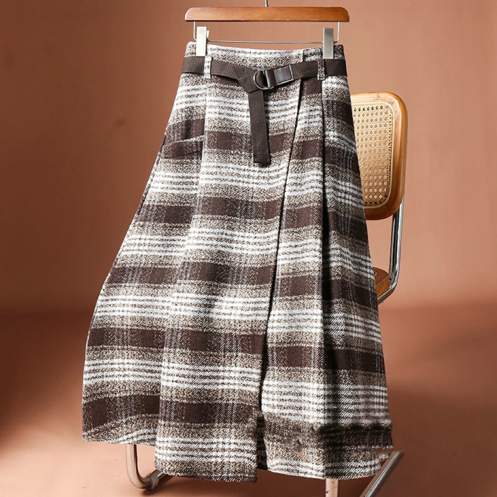 【红姐推荐】毛呢格子半身裙女秋冬显瘦冬裙（裙长78）