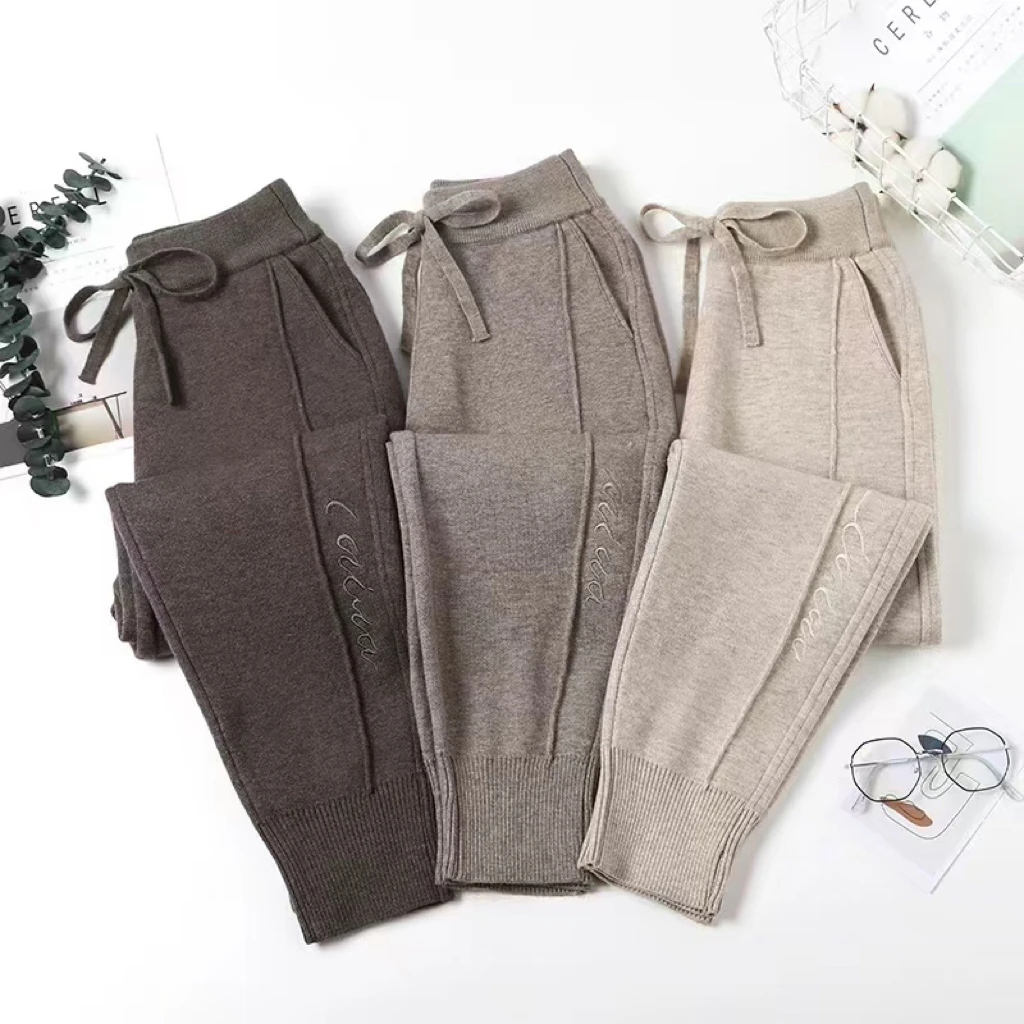 【清仓福利】羊 毛 700克保暖显瘦针织哈伦小脚裤(裤长90)字母款