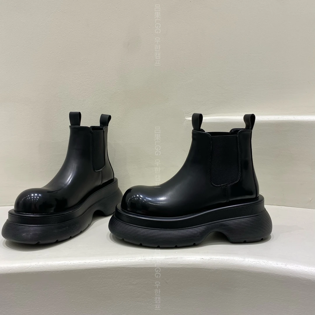 小众case港风6cm烟筒靴女2023秋舒适百搭厚底松糕显瘦短靴