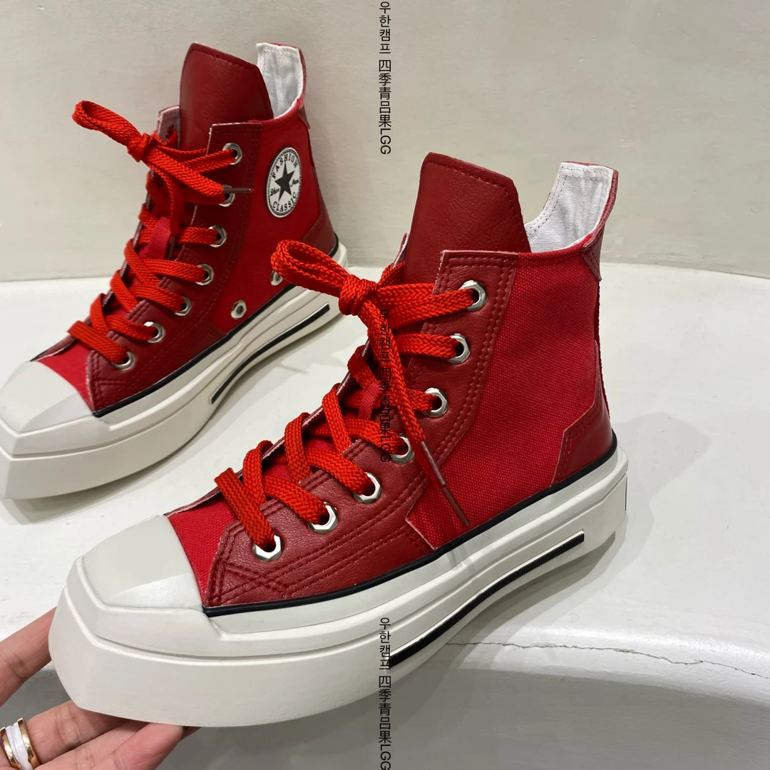 小众高级感高帮帆布鞋女2024春时尚个性百搭学院减龄软底高邦鞋潮