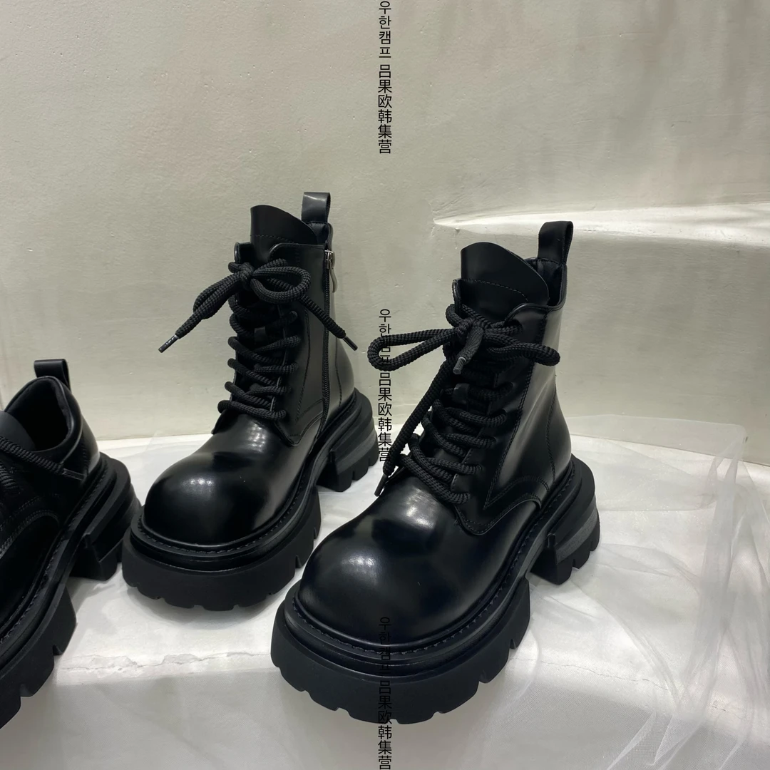 原创高级大头新款擦色真皮小皮鞋女2024秋百搭厚底显瘦复古乐福鞋