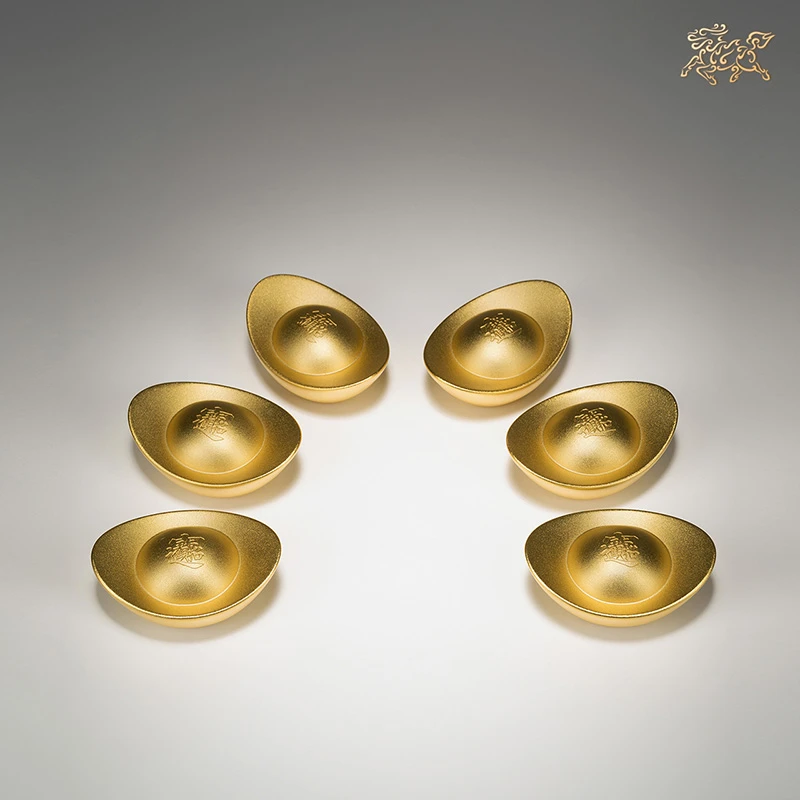 铜师傅《真金鎏镀实心铜元宝》0.05Kg×1件客厅桌面铜摆件家居工艺品