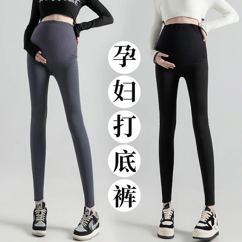 孕妇夏季托腹裤子春秋款鲨鱼皮打底长裤秋季瑜伽裤春秋百搭芭比裤