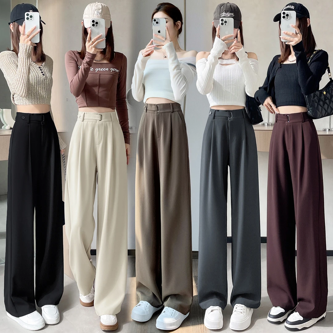 2025春夏季新款垂感显瘦西装小个子女士直筒拖地高腰休闲裤女6636