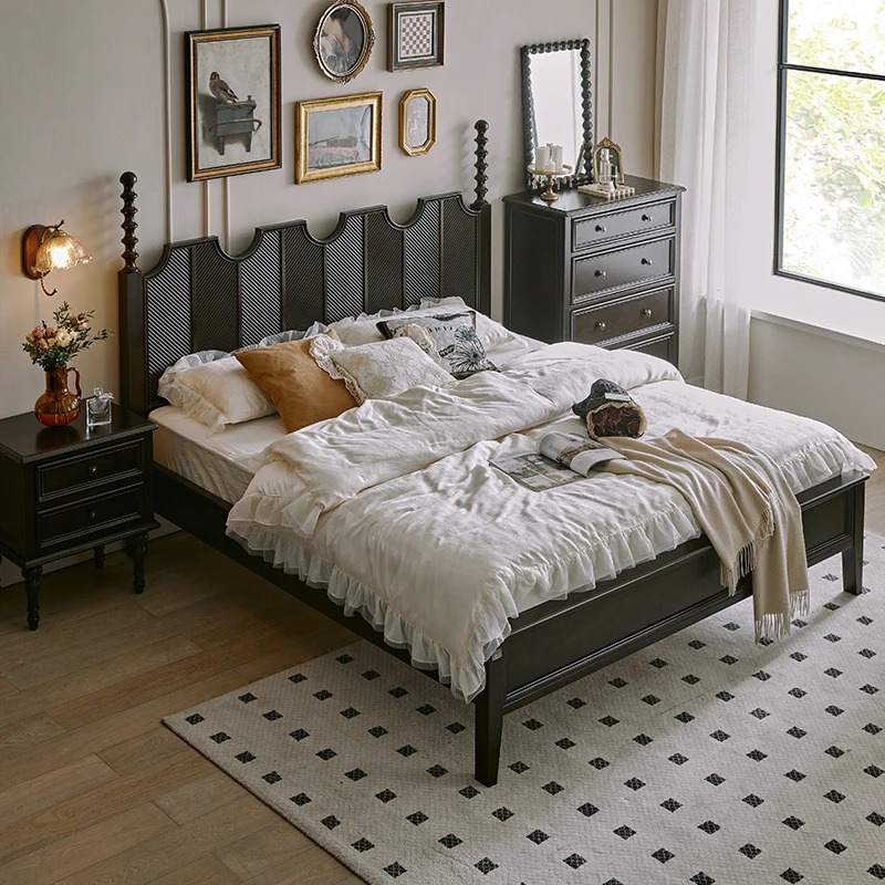 巢趣家居美式床法式复古实木床主卧大床复古婚床雕花双人床