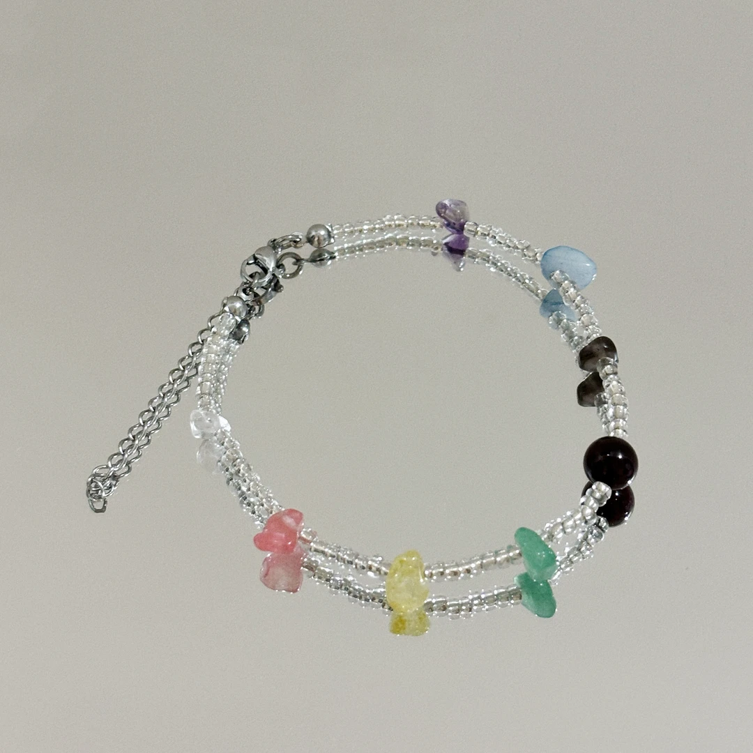 钛钢玻璃脚链 【aouboom】同款boom彩色多巴胺脚链